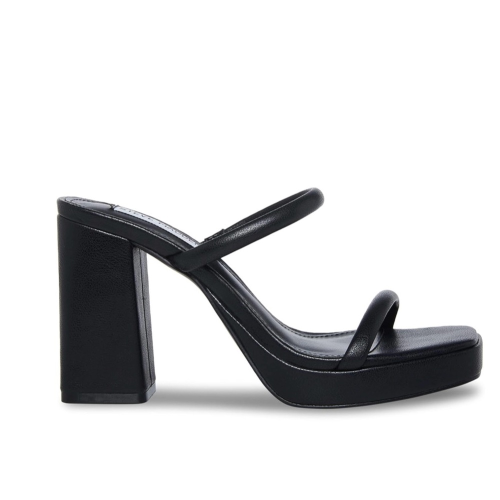 Steve Madden Polly Heeled Sandal Slip On Black Size 8 NEW
